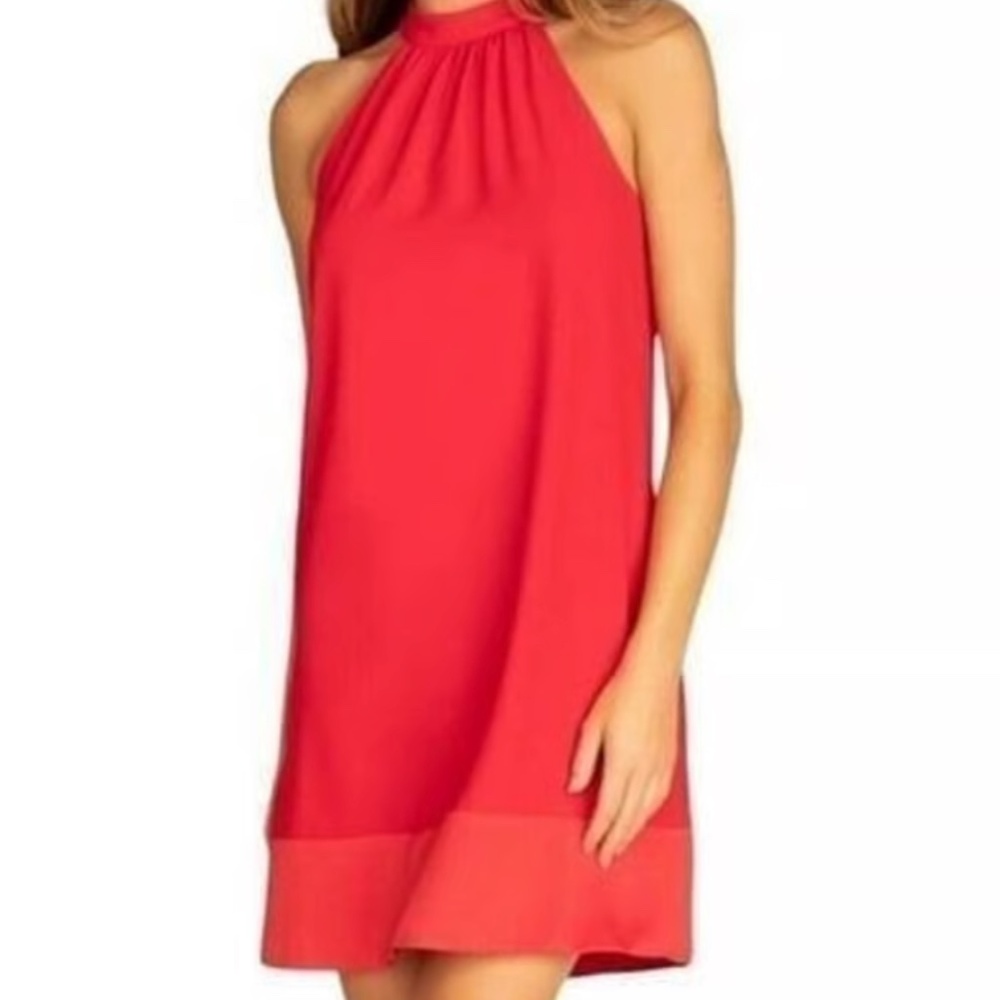Trina Turk Crimson Moonbeam Halter Neckline Mini Red Dress Size XS
